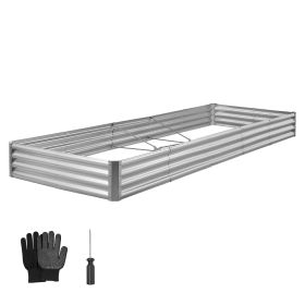 Metal Raised Garden Bed, 12 x 4 x 1 ft Outdoor Galvalume Planter Garden Box, Open Bottom Design, Large Planter Raised Bed for Growing Vegetables