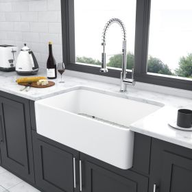 33 White Farmhouse Sink - 33 x 20 x 10 Inch Kitchen Sink Apron Front Porcelain Ceramic Single Bowl Farmer Sink Basin