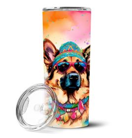 German Shepherd Hippie Dawg Stainless Steel Skinny Tumbler Vacuum Double Walled Reusable Insulated Tumbler Travel Cup for Coffee Cocktails Gift w
