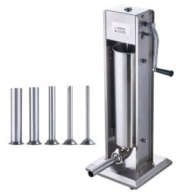Manual Sausage Stuffer, 7 L / 15 LBS Vertical Sausage Machine, Dual-Speed Meat Stuffer, Made of Food-Grade 304 Stainless Steel