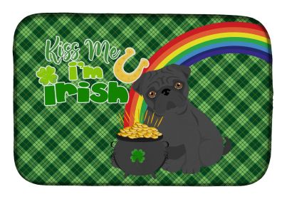 NEW Black Pug St. Patrick's Day Dish Drying Mat Absorbent Dish Drying Mat Pad for Kitchen Counter Dish Drainer Mat for Countertop, 14 x 21"