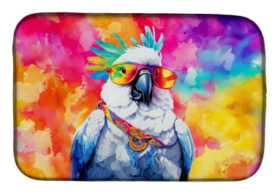Hippie Animal Cockatoo Dish Drying Mat Absorbent Dish Drying Mat Pad for Kitchen Counter Dish Drainer Mat for Countertop, 14 x 21", Multicolor