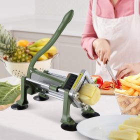 French Fry Cutter Stainless Steel Potato Vegetable Slicer Chopper W/ Blade (Option: GREEN)