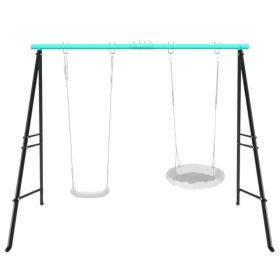 Swing Stand Frame,Swing Set Frame For Both Kids And Adults,500 Lbs Heavy-Duty Metal A-Frame Backyard Swing For Indoor Outdoor,Green  Frame Only (Option: default)