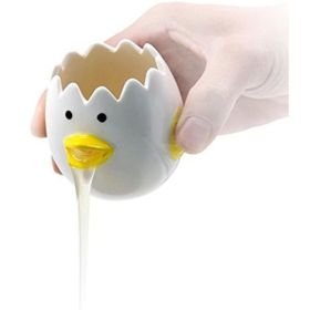 LuoCoCo Novelty Ceramic Chicken Egg Yolk Separator  Cute Vomiting Egg White Filter & Baking Tool Yellow (Option: YELLOW)