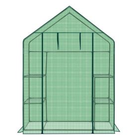 Mini Walk-in Greenhouse With PE Cover, 4-Shelf Indoor Outdoor Plant Gardening Green House For Garden Backyard, 56inch X 29inch X 77inch, Green (Option: 70880140)