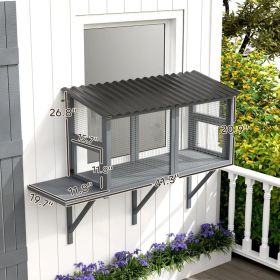 Wooden Cat Catio, Outdoor Cat Enclosure Window Perch With Jumping Platform, For Safely Enjoying Outdoor Sights, Gray (Option: Gray)